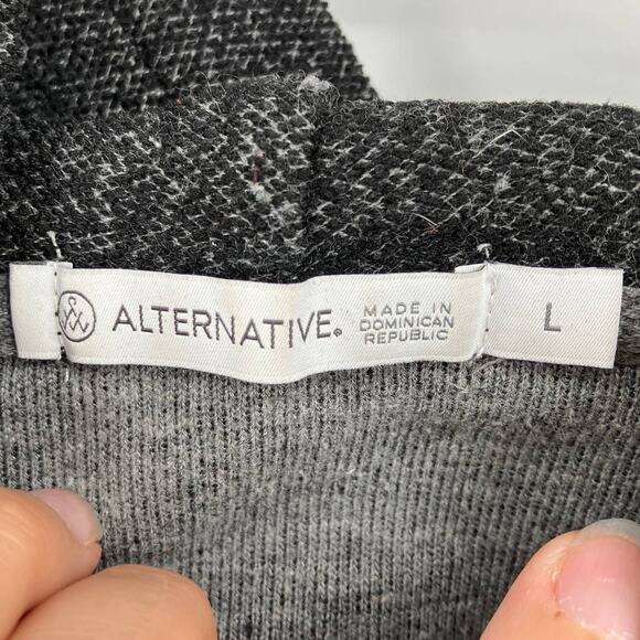 Alternative Apparel Gray Colorblock Inseam Pockets Long Sleeve Hoodie Sweatshirt - Picture 2 of 9